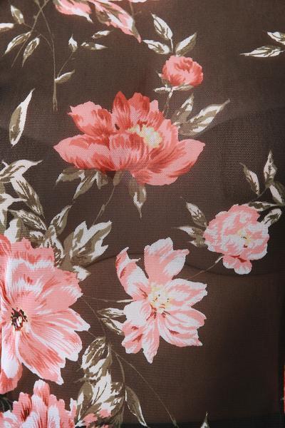 Floral Mesh Front Slits Longline Top